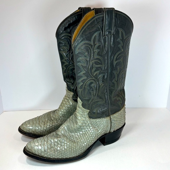Justin Boots Other - Men’s Justin Boots 8670 Natural Snake Skin Grey Leather Cowboy Boots Size 9 E